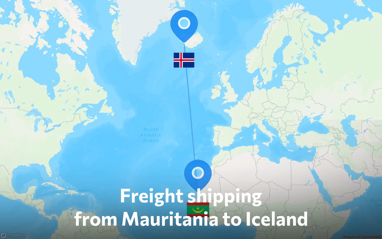Shipping route from Mauritania to Iceland