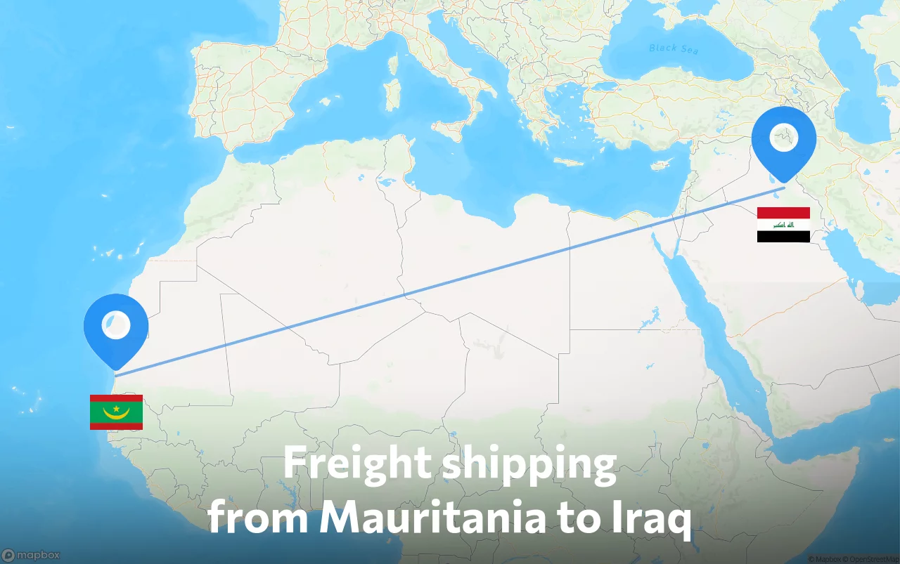 Shipping route from Mauritania to Iraq