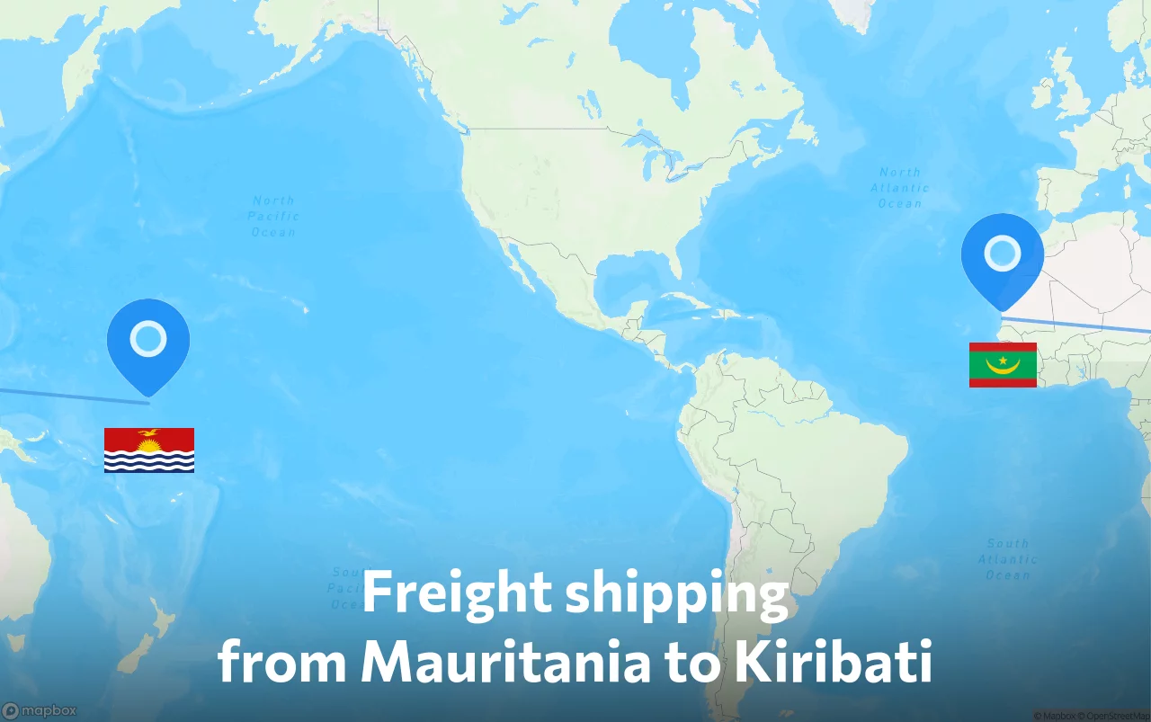 Shipping route from Mauritania to Kiribati