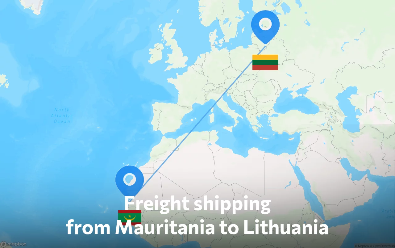 Shipping route from Mauritania to Lithuania