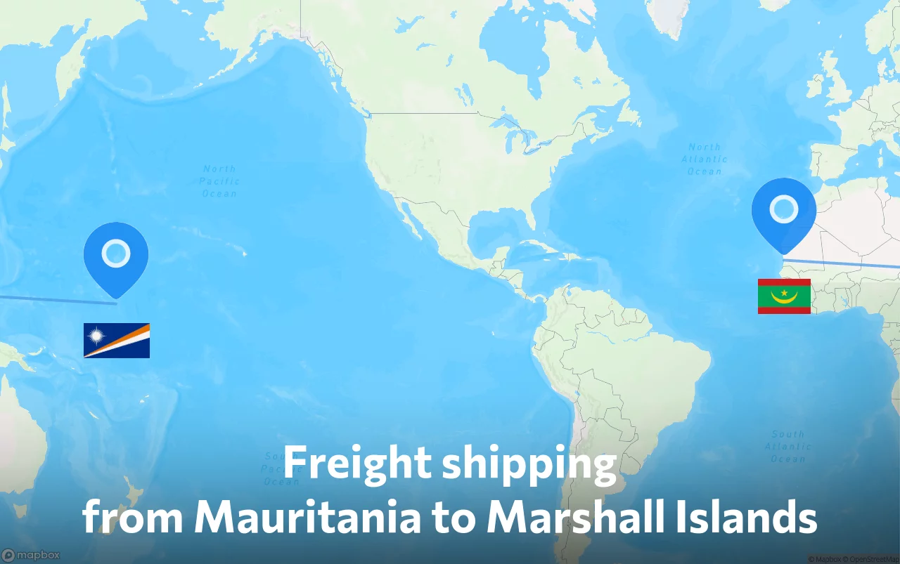 Shipping route from Mauritania to Marshall Islands