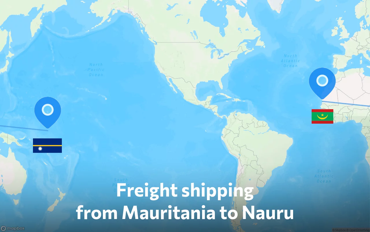 Shipping route from Mauritania to Nauru