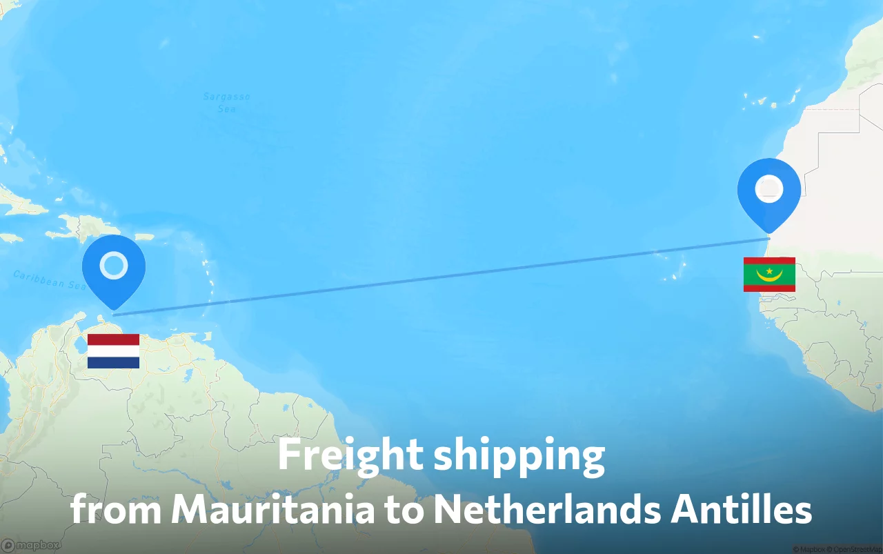 Shipping route from Mauritania to Netherlands Antilles