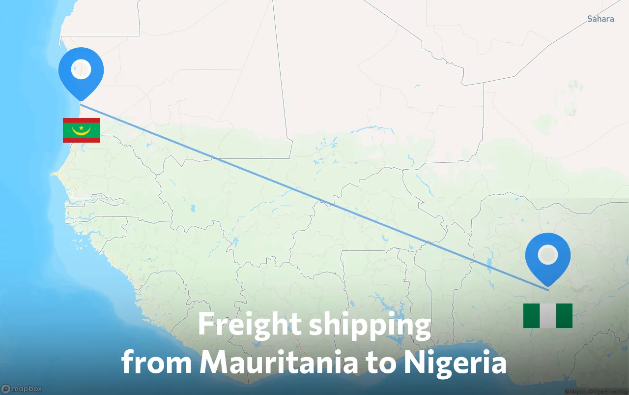 Shipping route from Mauritania to Nigeria
