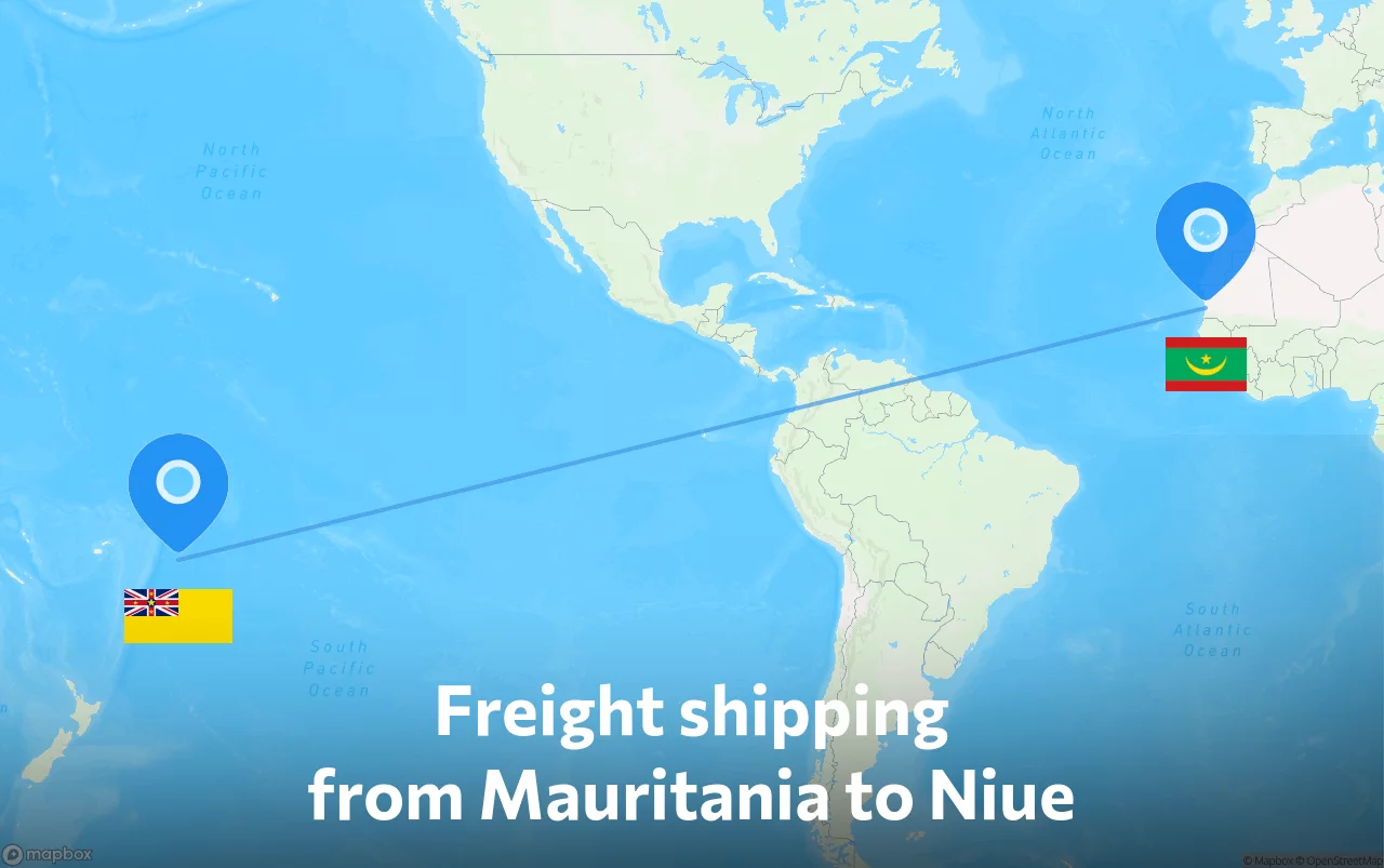 Shipping route from Mauritania to Niue