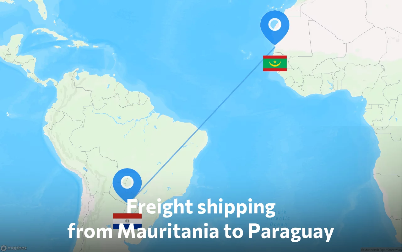 Shipping route from Mauritania to Paraguay