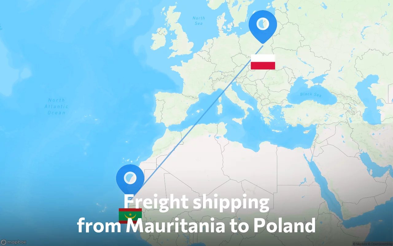 Shipping route from Mauritania to Poland