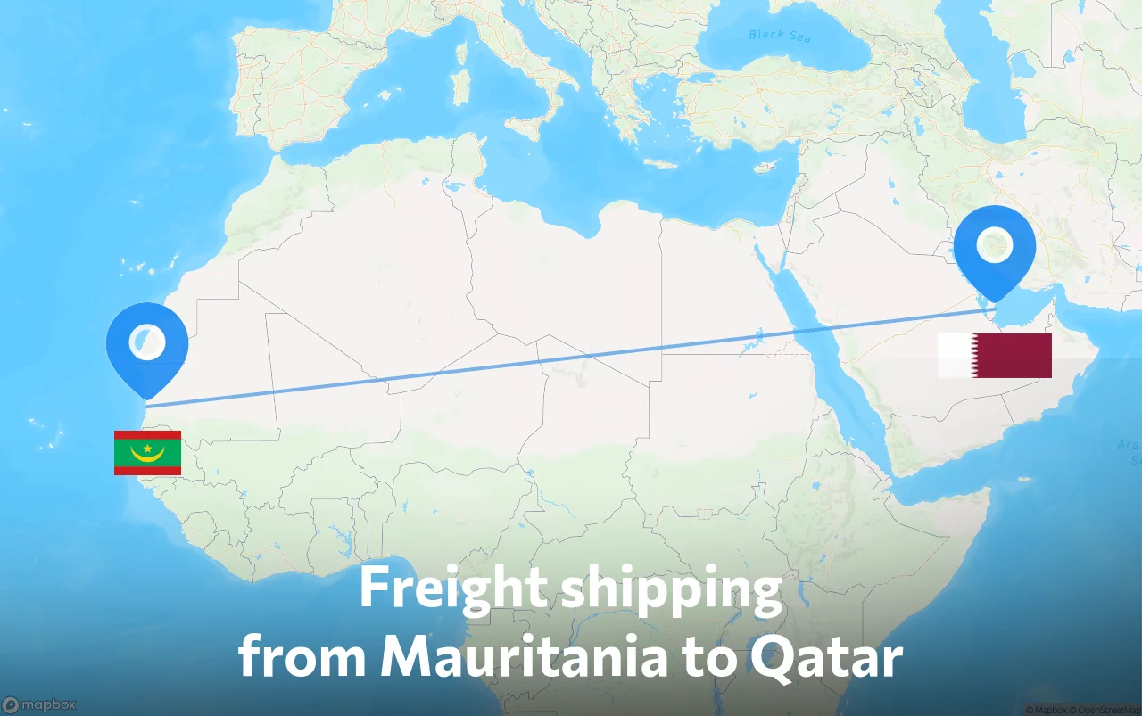 Shipping route from Mauritania to Qatar