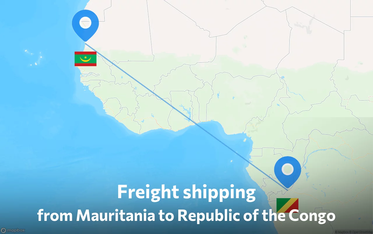 Shipping route from Mauritania to Republic of the Congo