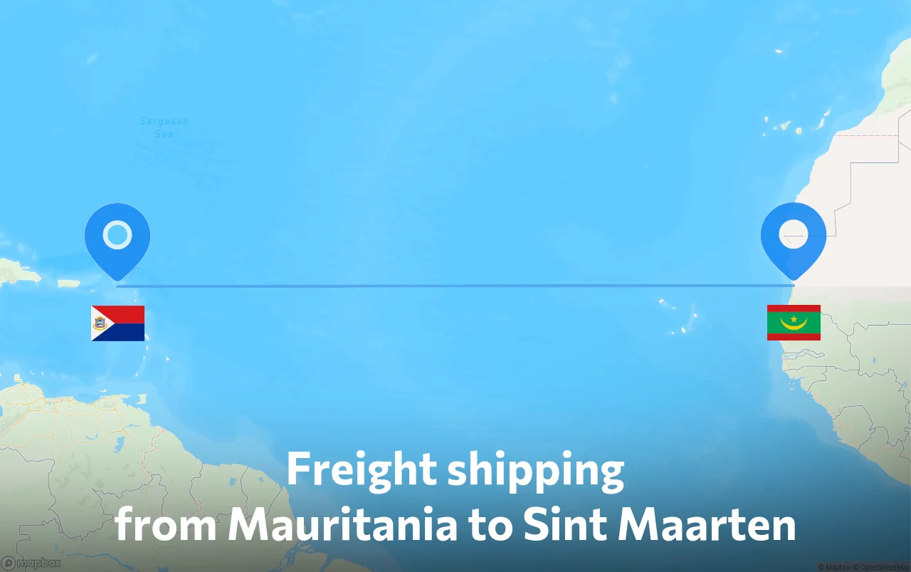 Shipping route from Mauritania to Sint Maarten