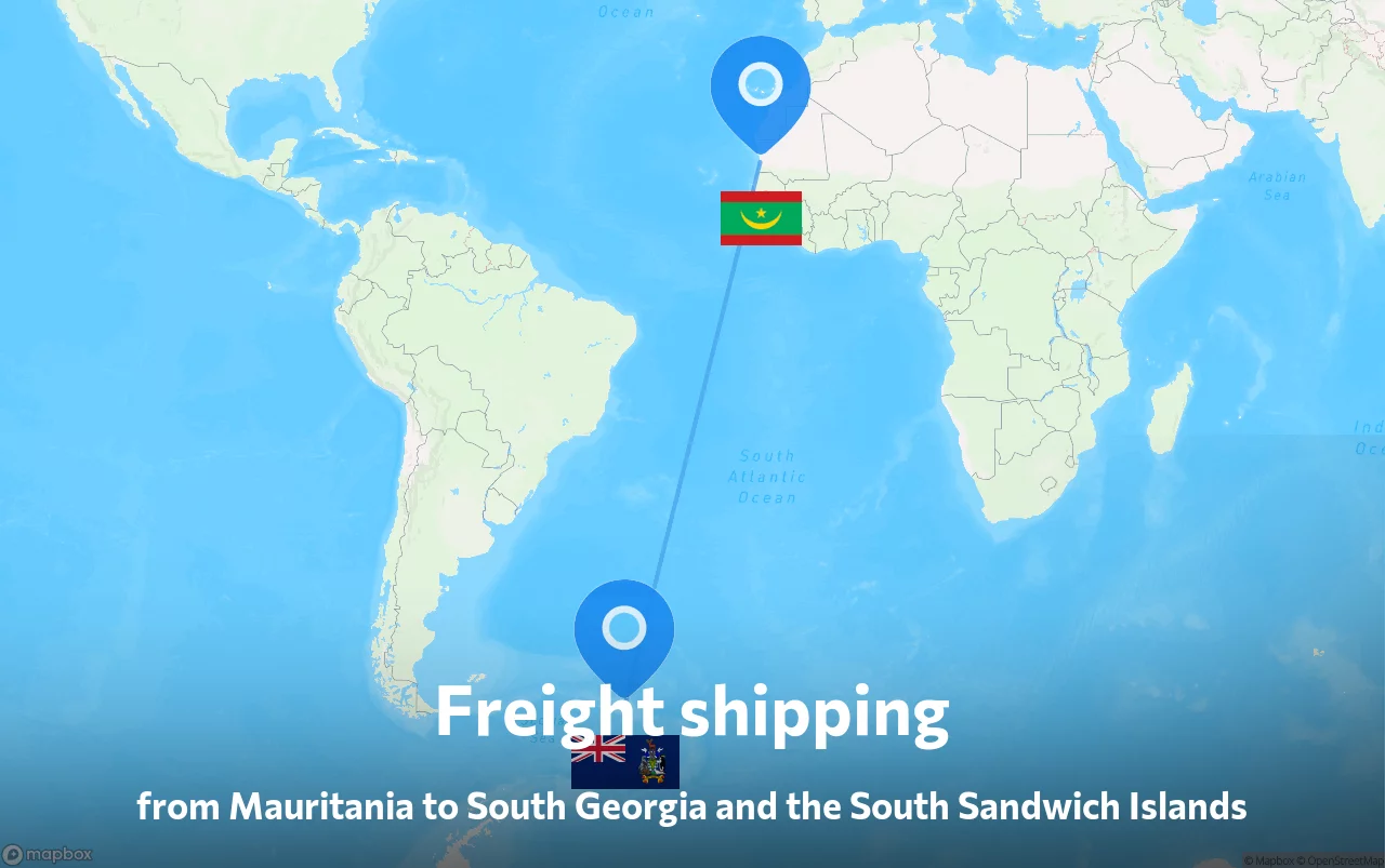Shipping route from Mauritania to South Georgia and the South Sandwich Islands
