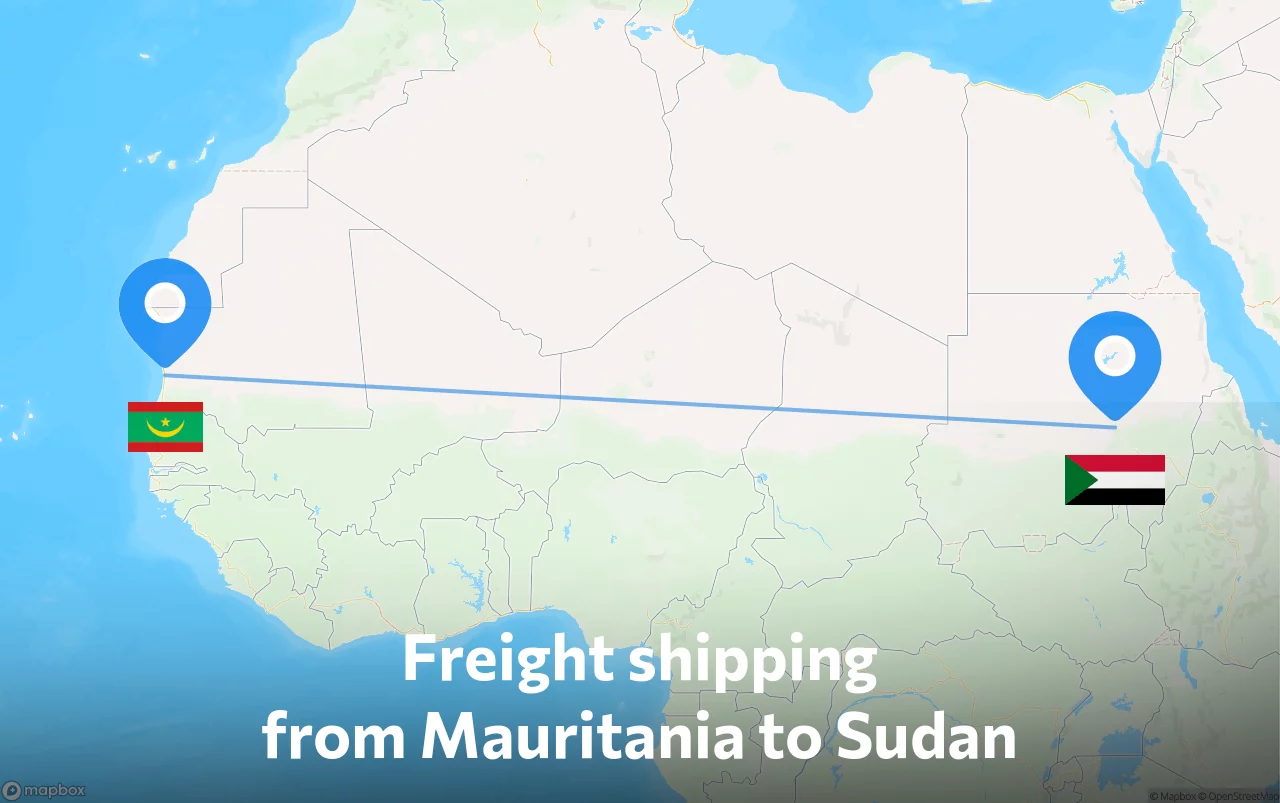 Shipping route from Mauritania to Sudan