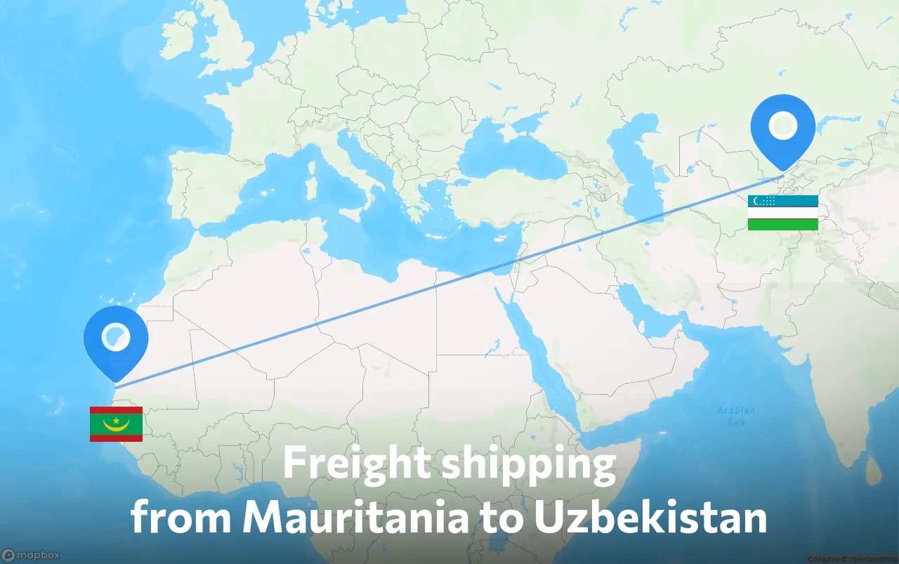 Shipping route from Mauritania to Uzbekistan