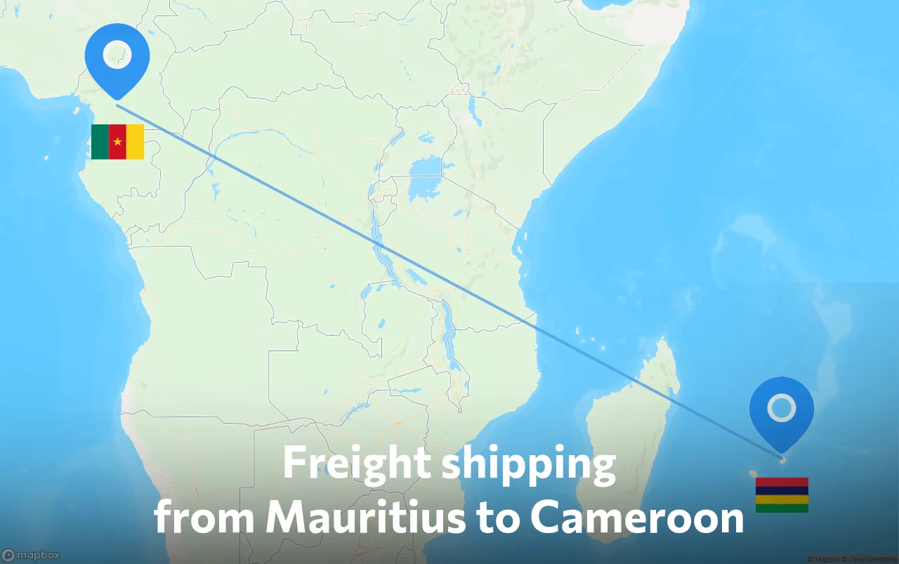 Shipping route from Mauritius to Cameroon