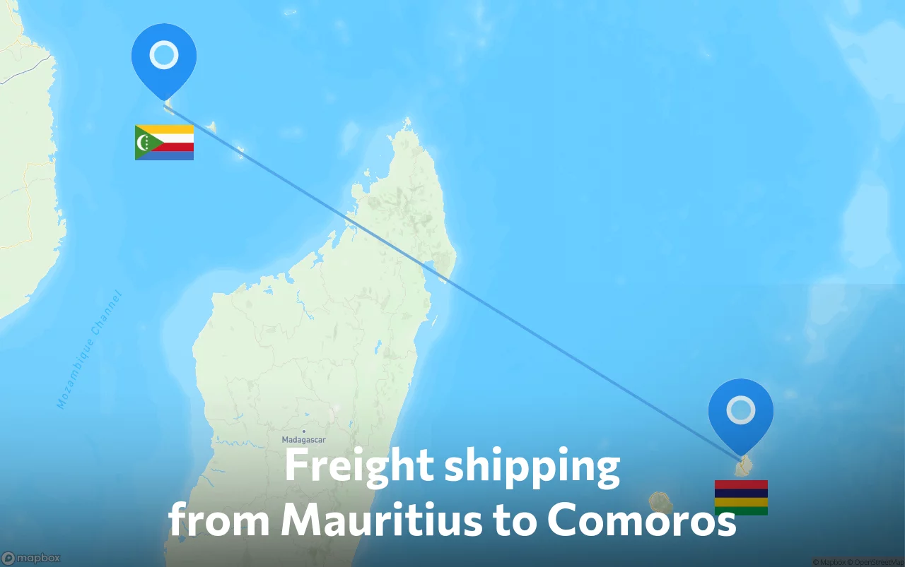Shipping route from Mauritius to Comoros