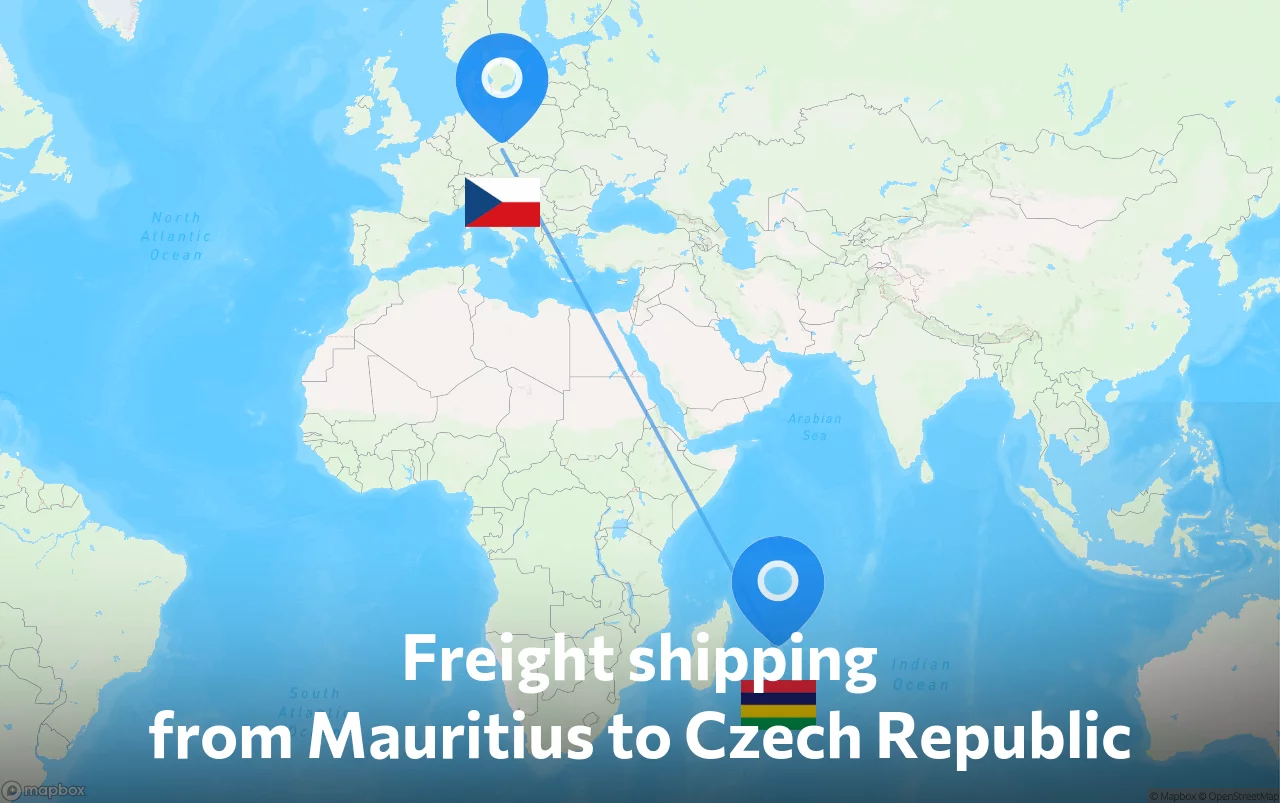 Shipping route from Mauritius to Czech Republic