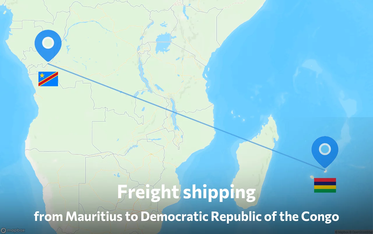 Shipping route from Mauritius to Democratic Republic of the Congo