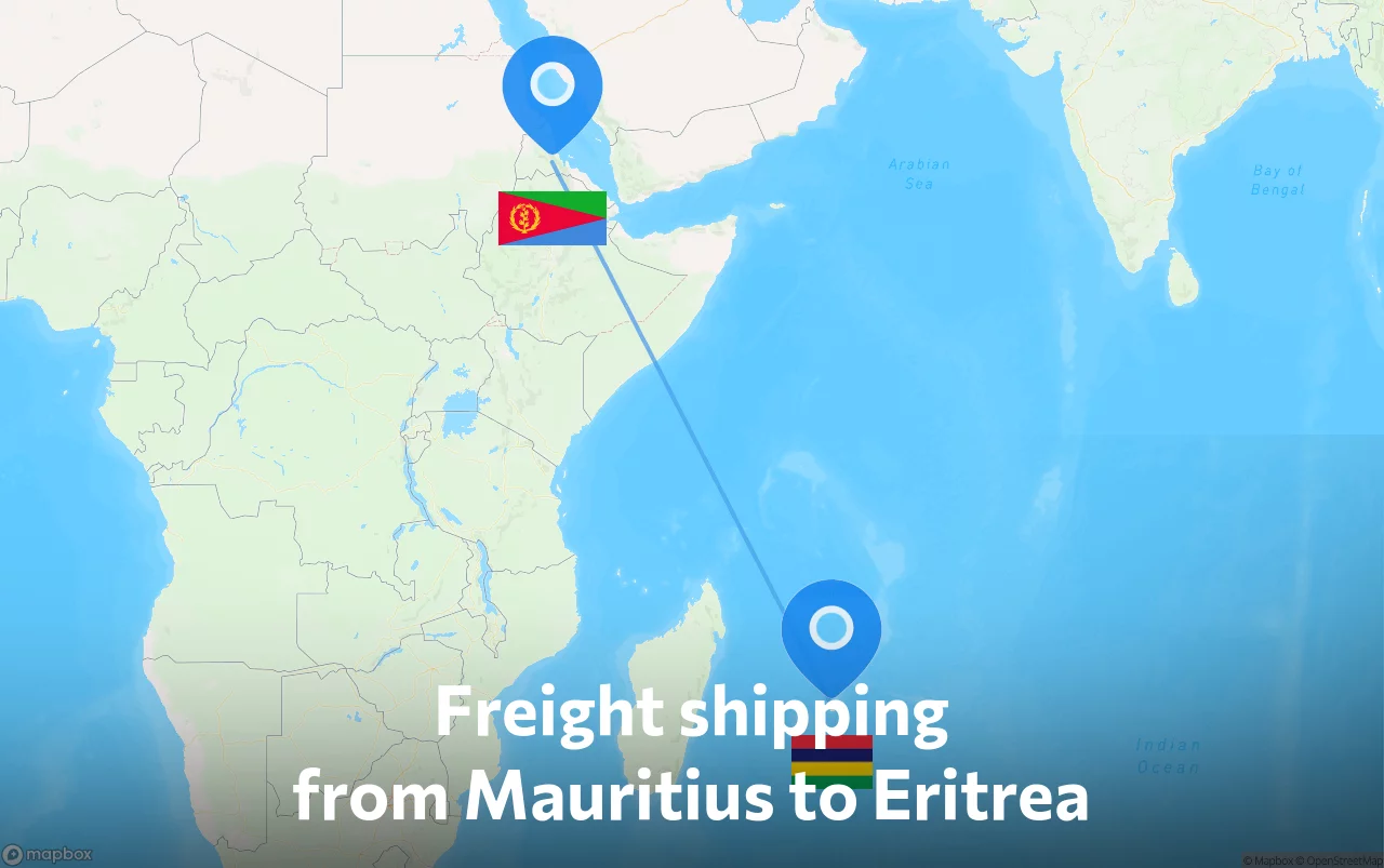 Shipping route from Mauritius to Eritrea