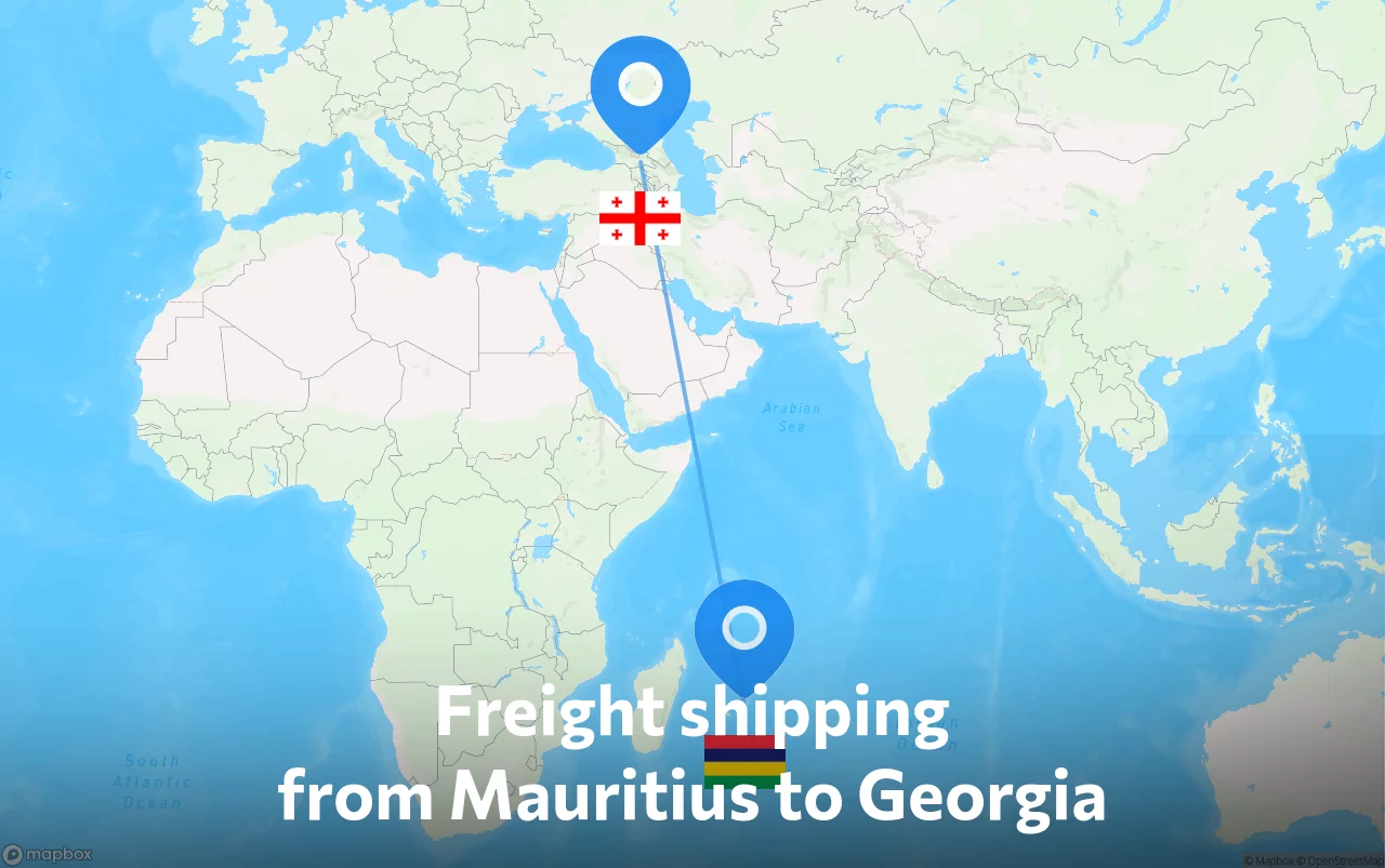 Shipping route from Mauritius to Georgia