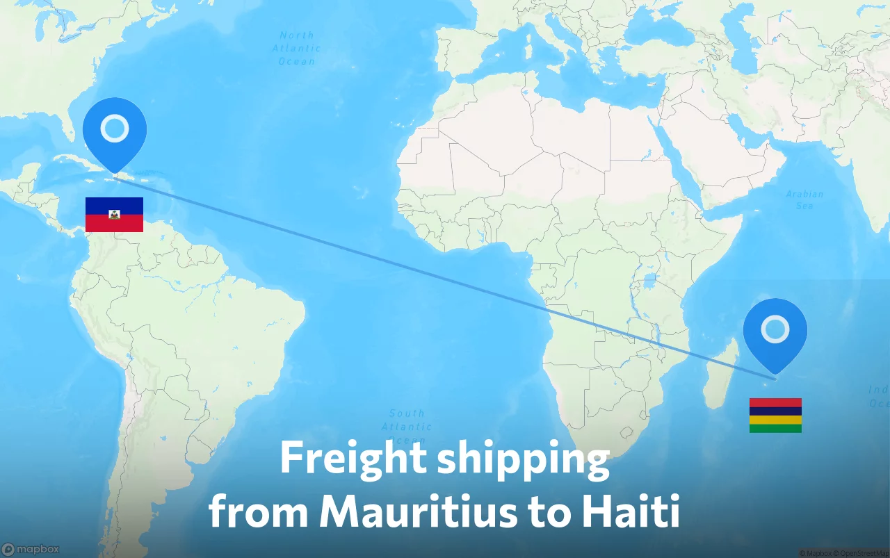 Shipping route from Mauritius to Haiti