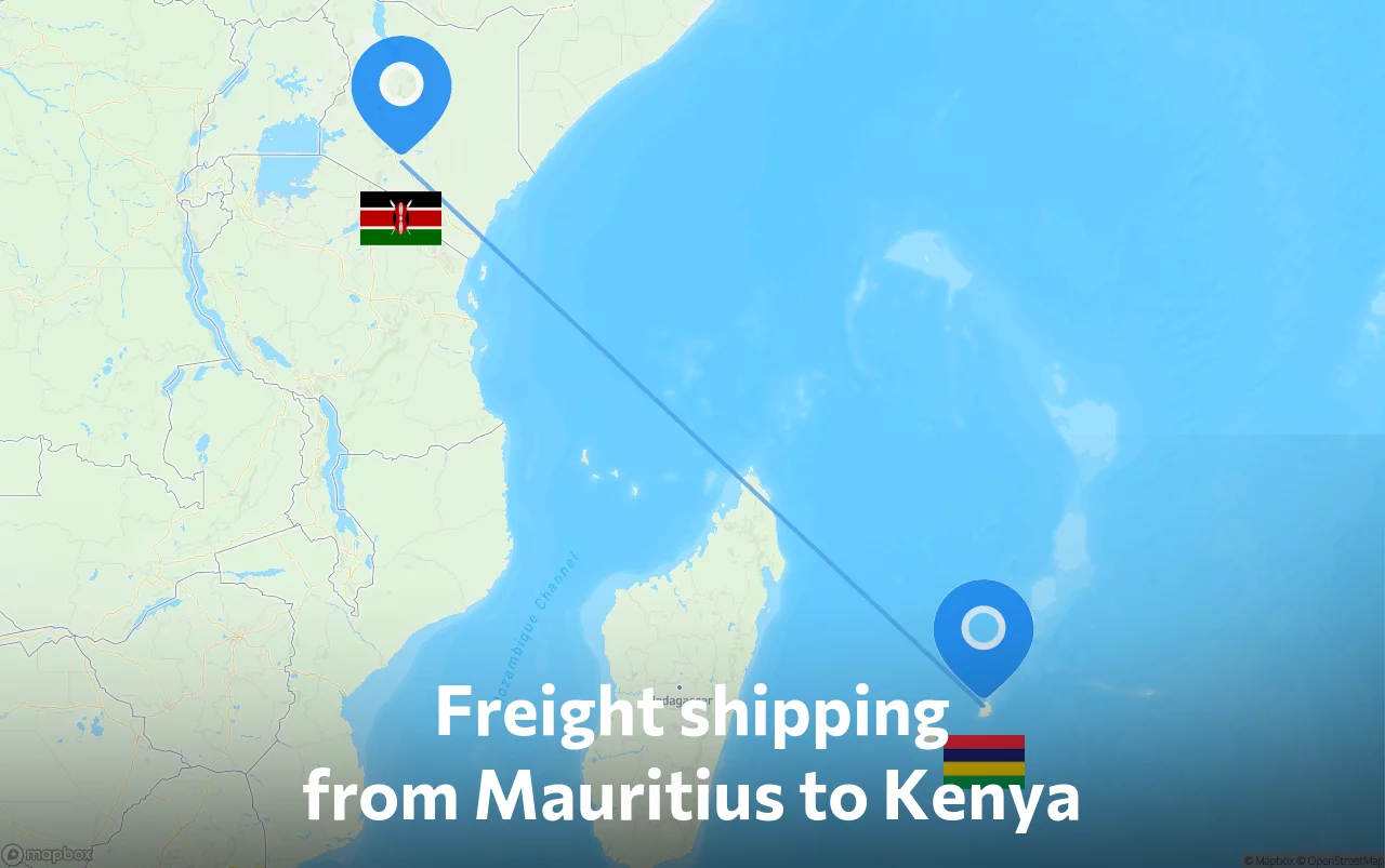 Shipping route from Mauritius to Kenya