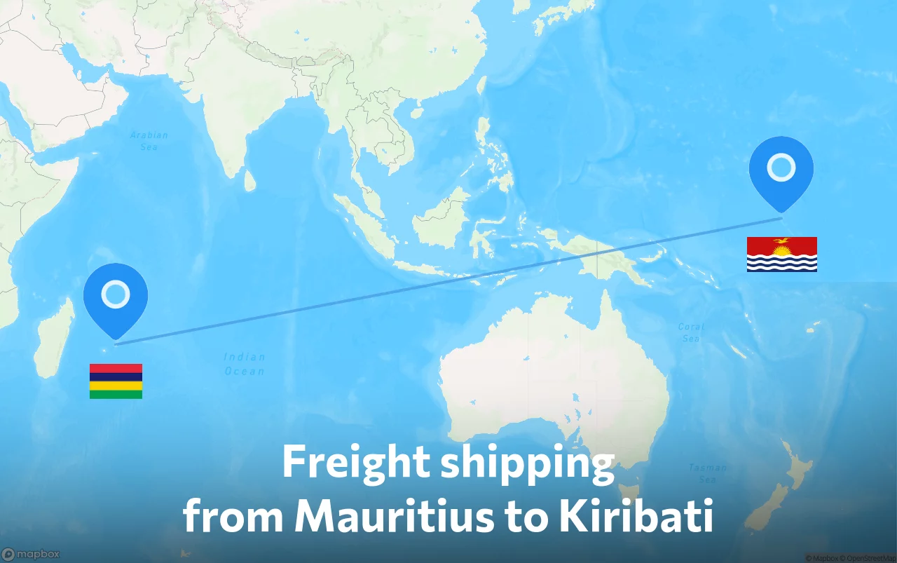 Shipping route from Mauritius to Kiribati