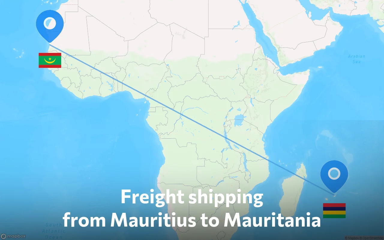Shipping route from Mauritius to Mauritania