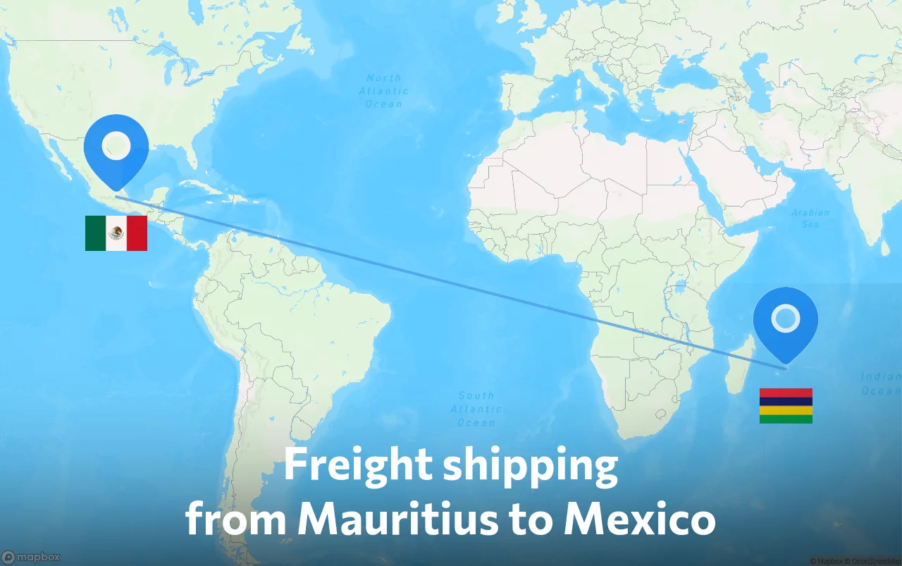Shipping route from Mauritius to Mexico
