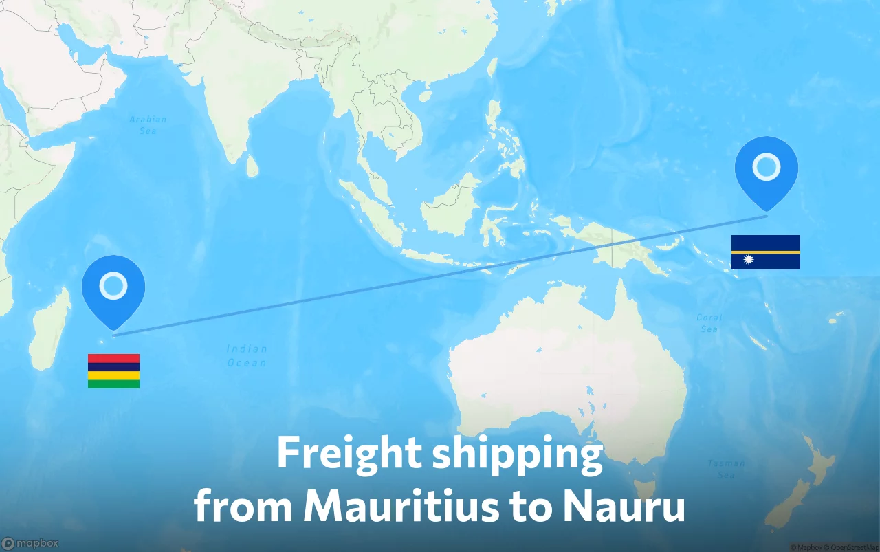 Shipping route from Mauritius to Nauru