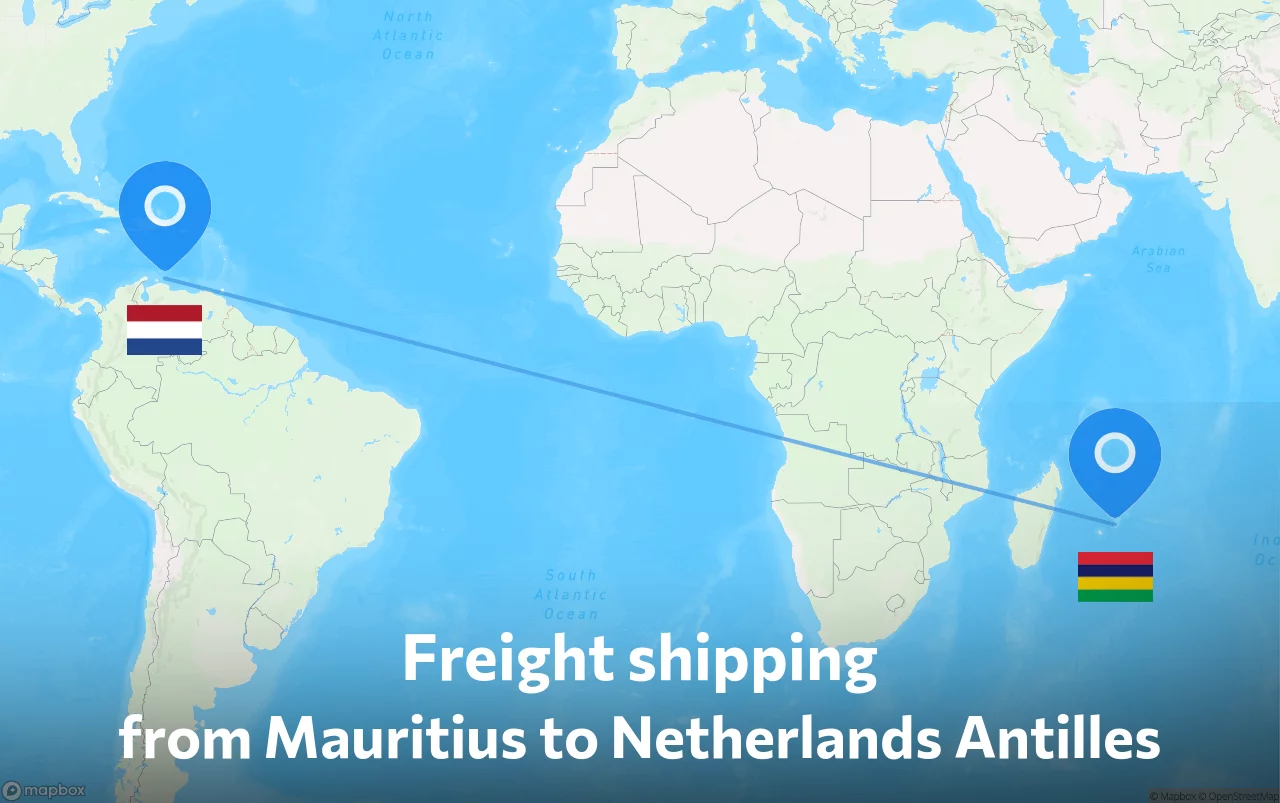 Shipping route from Mauritius to Netherlands Antilles