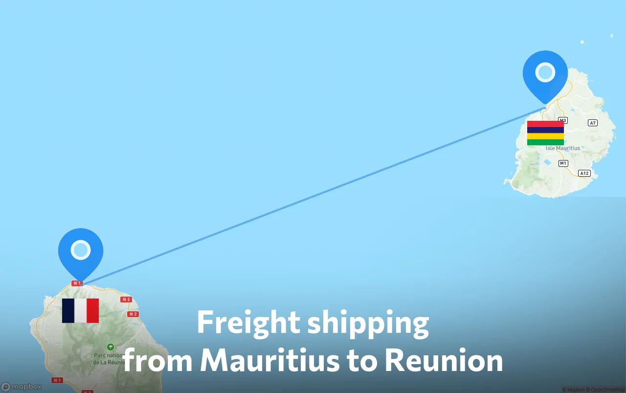 Shipping route from Mauritius to Reunion