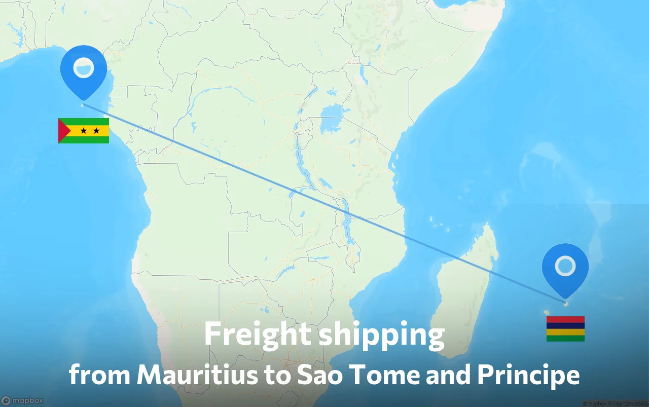 Shipping route from Mauritius to Sao Tome and Principe