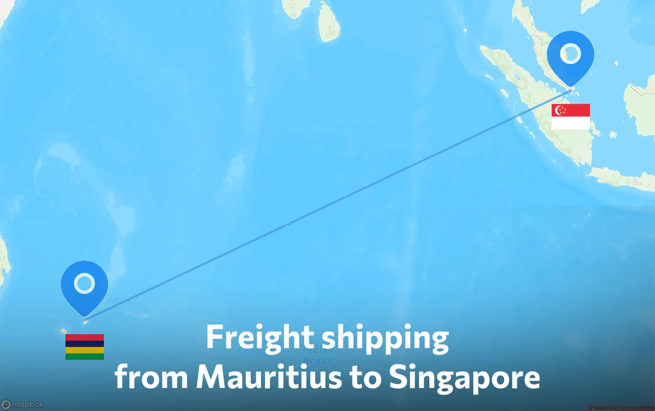 Shipping route from Mauritius to Singapore