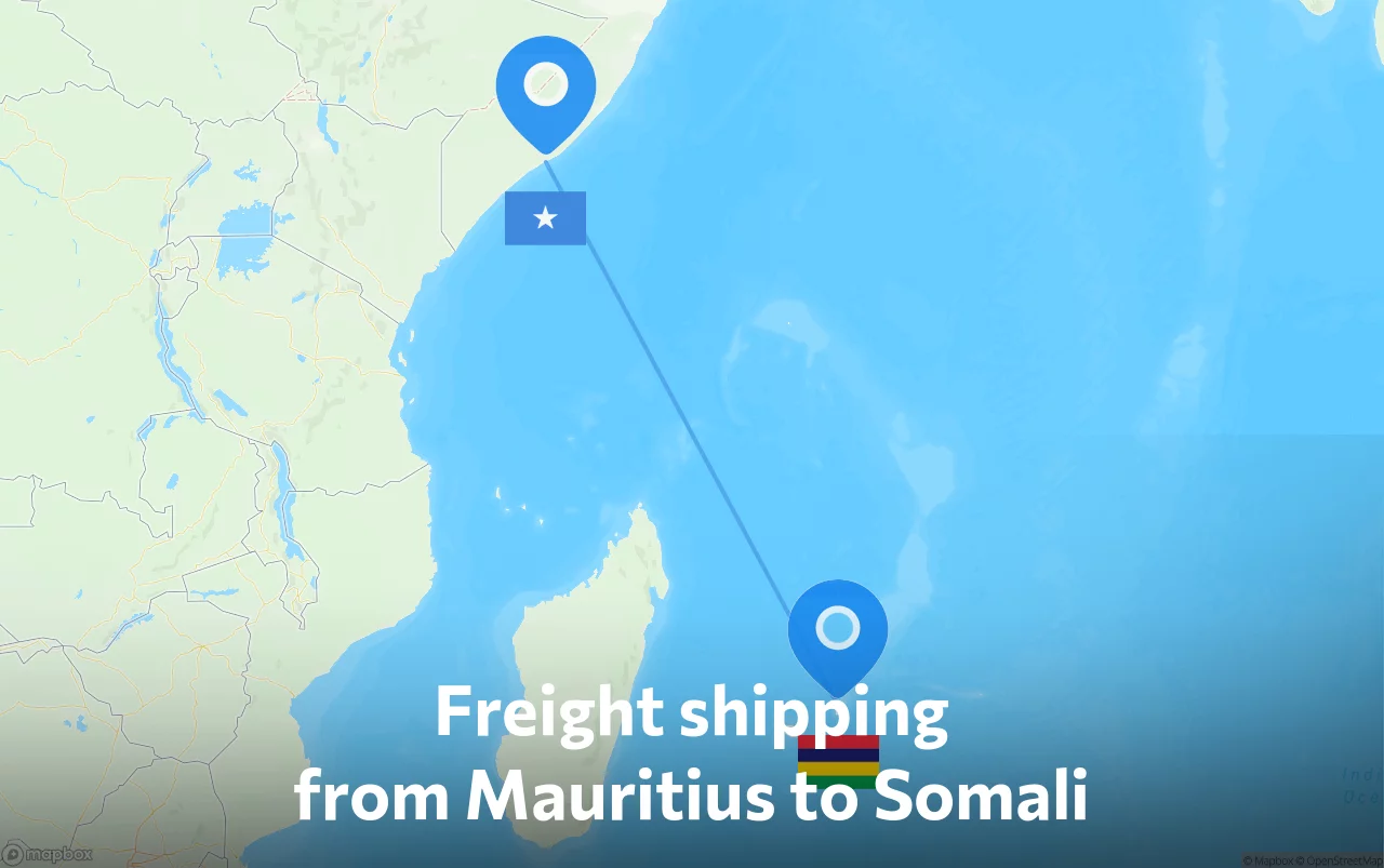 Shipping route from Mauritius to Somali