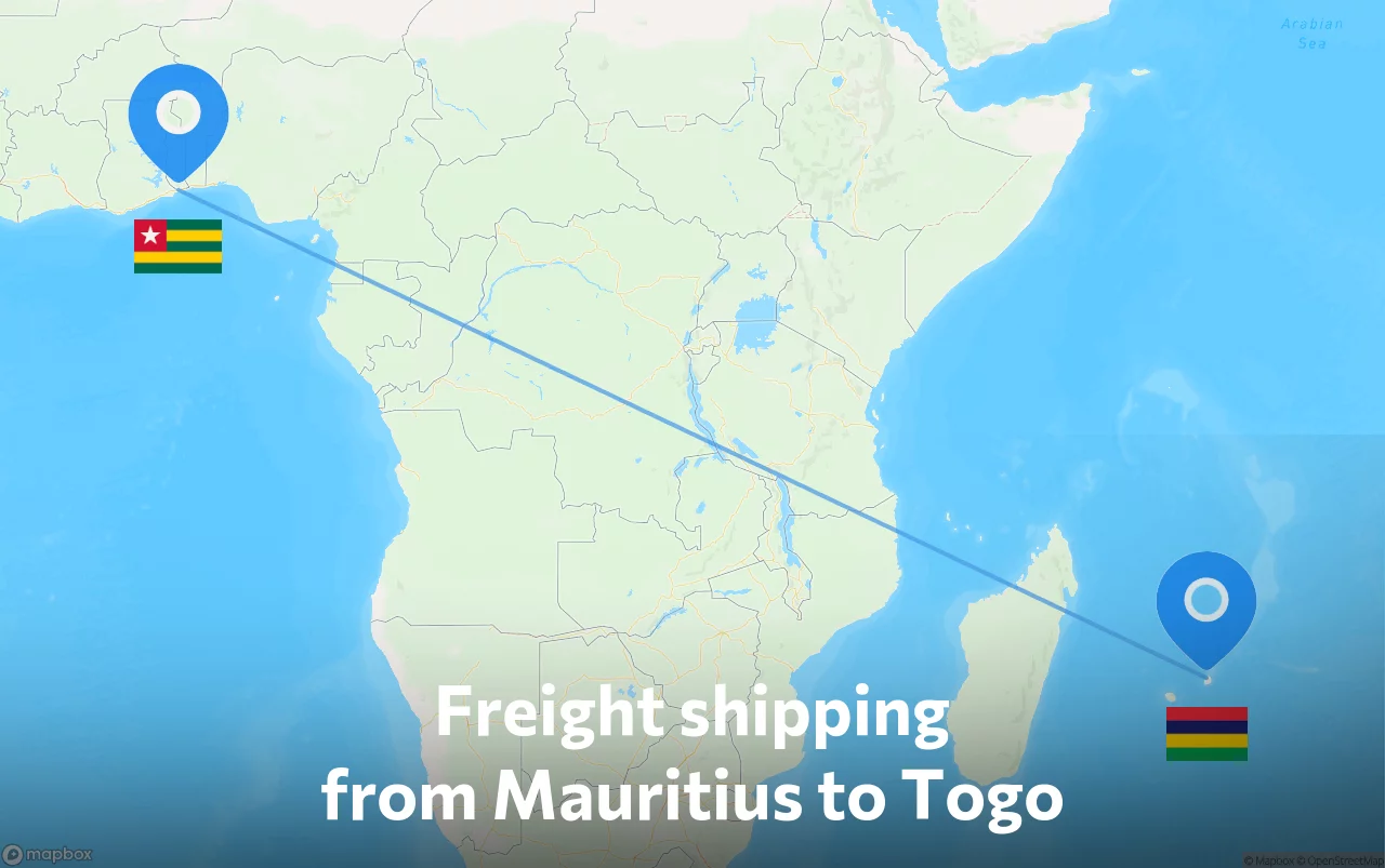 Shipping route from Mauritius to Togo
