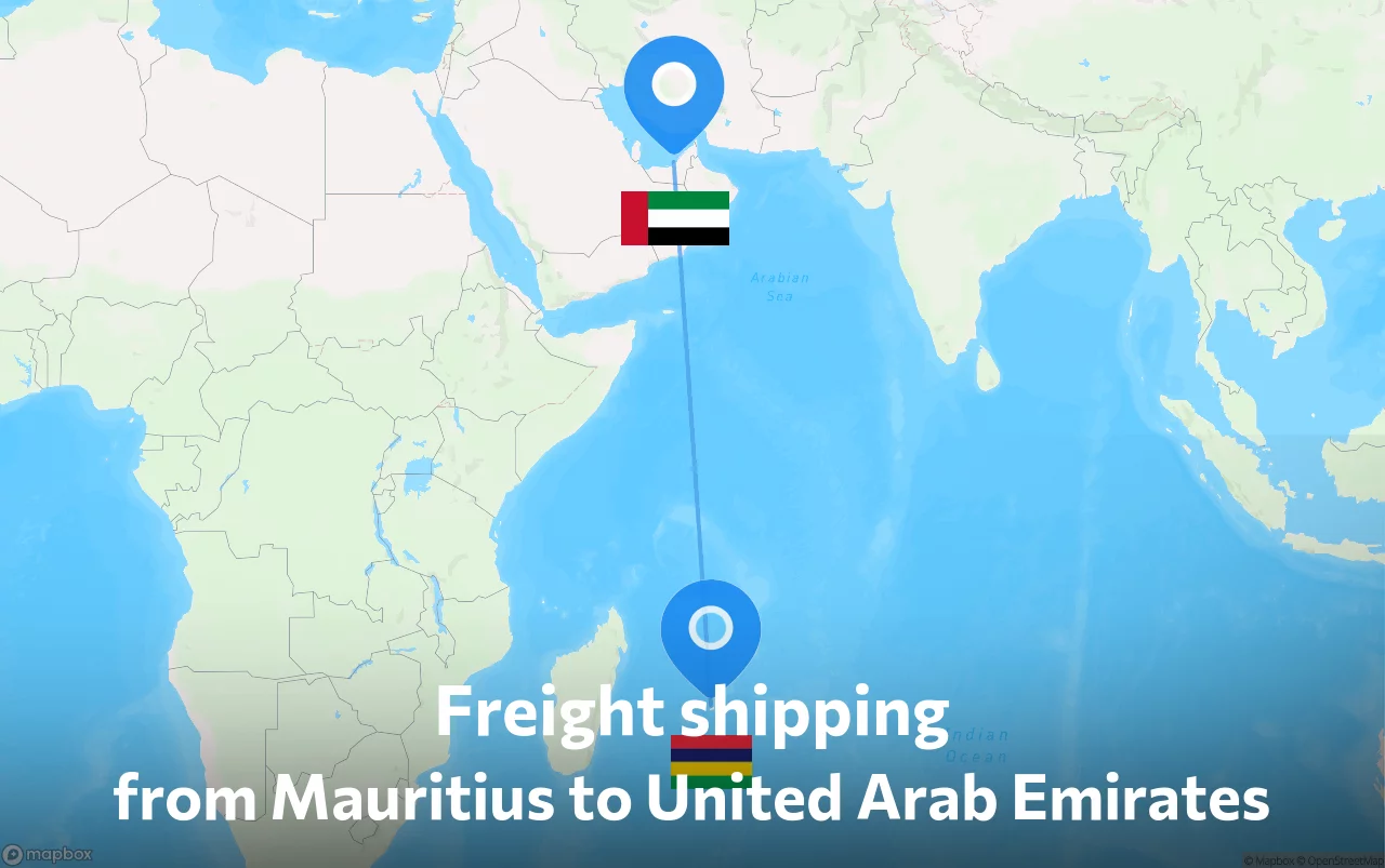 Shipping route from Mauritius to United Arab Emirates
