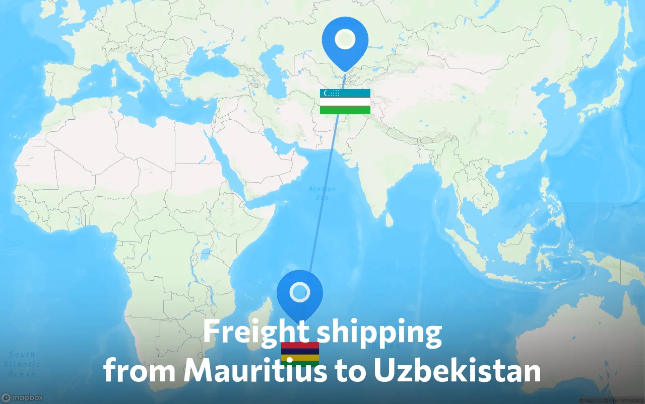 Shipping route from Mauritius to Uzbekistan