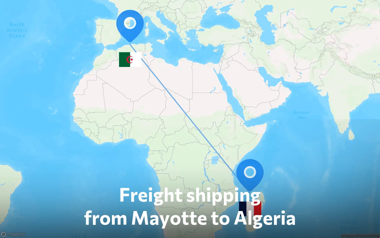 Shipping route from Mayotte to Algeria