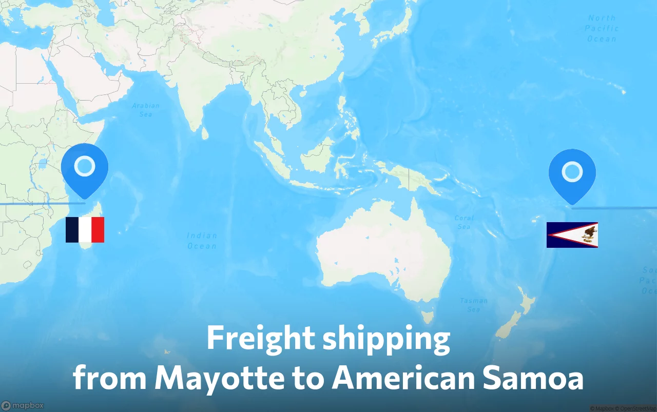 Shipping route from Mayotte to American Samoa