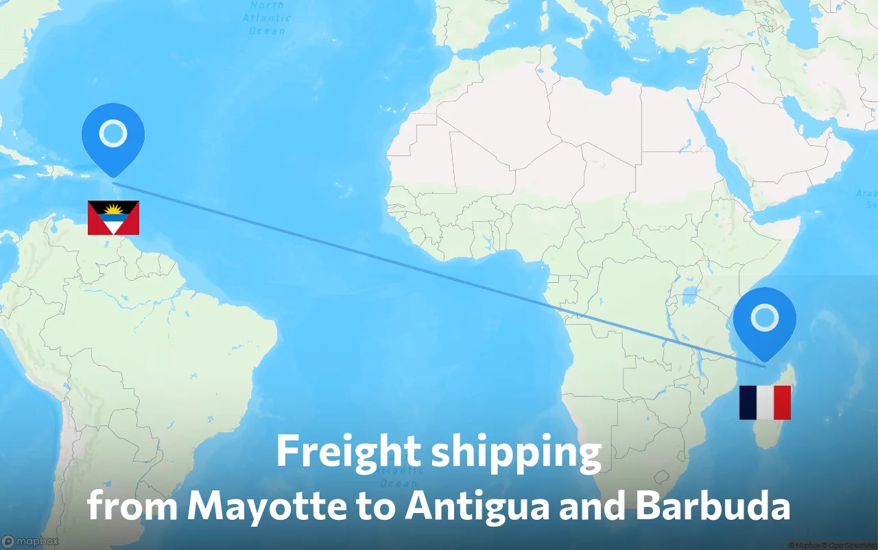 Shipping route from Mayotte to Antigua and Barbuda