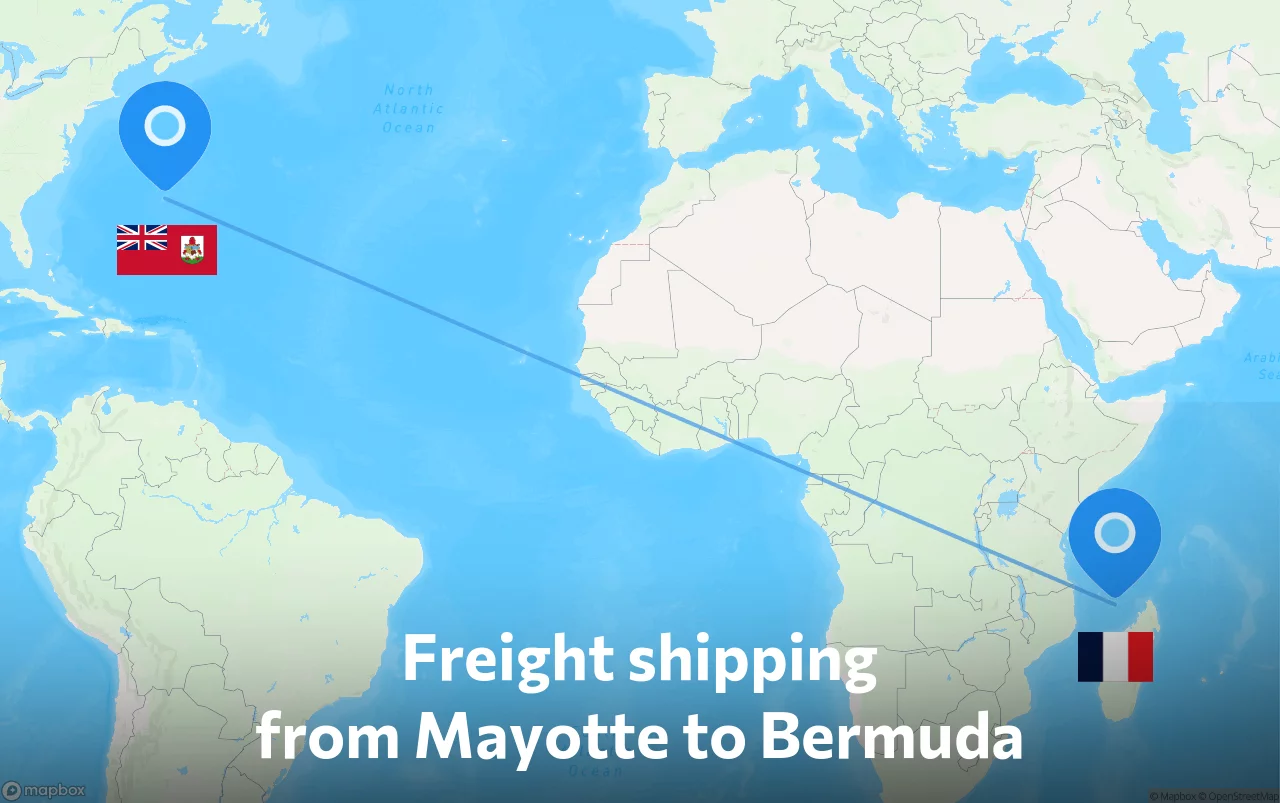 Shipping route from Mayotte to Bermuda