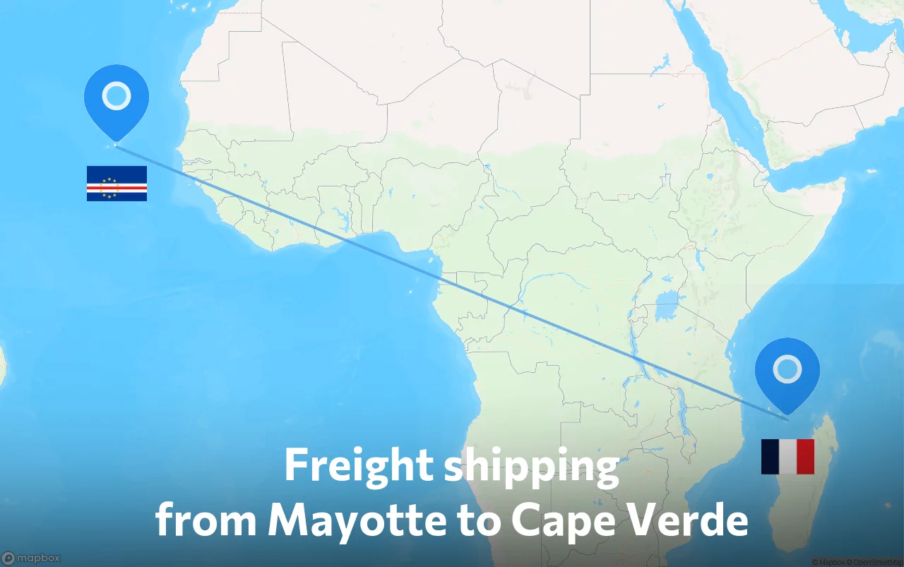 Shipping route from Mayotte to Cape Verde