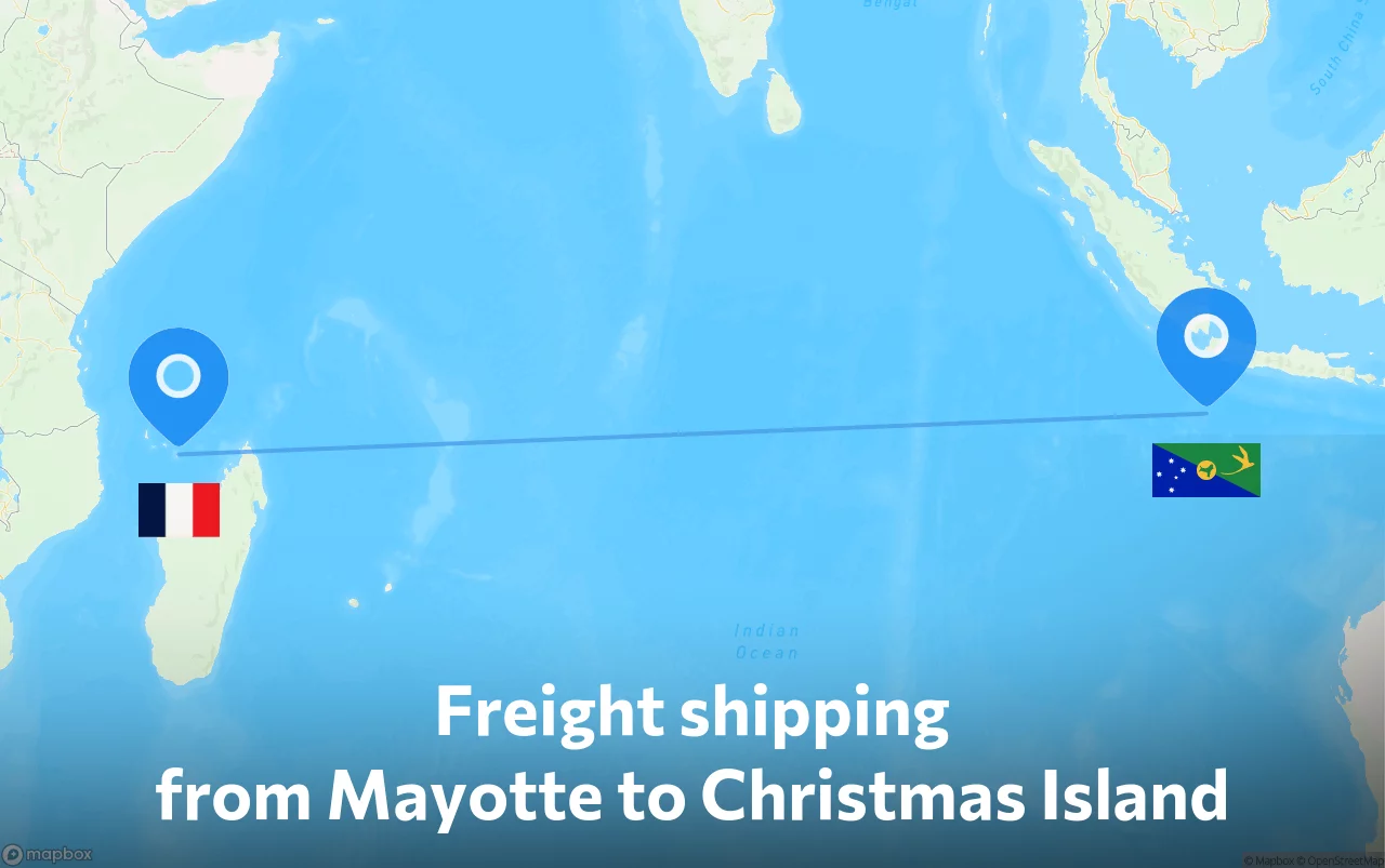 Shipping route from Mayotte to Christmas Island