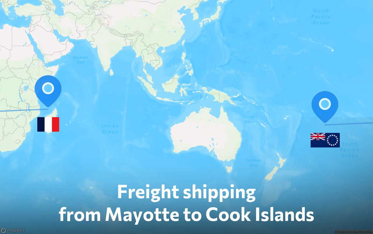 Shipping route from Mayotte to Cook Islands