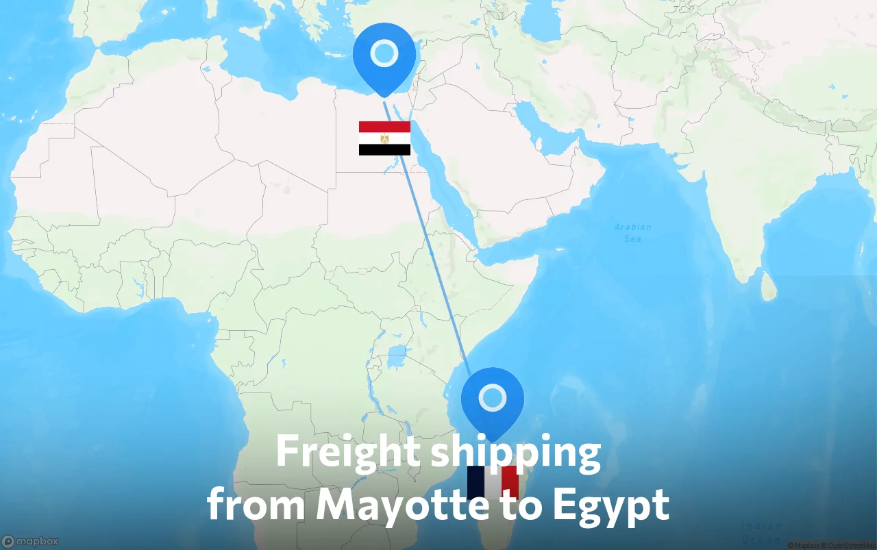 Shipping route from Mayotte to Egypt