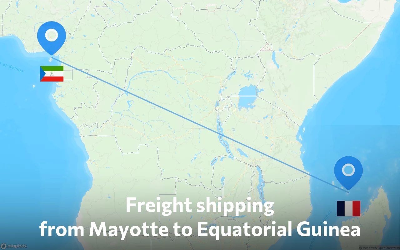 Shipping route from Mayotte to Equatorial Guinea