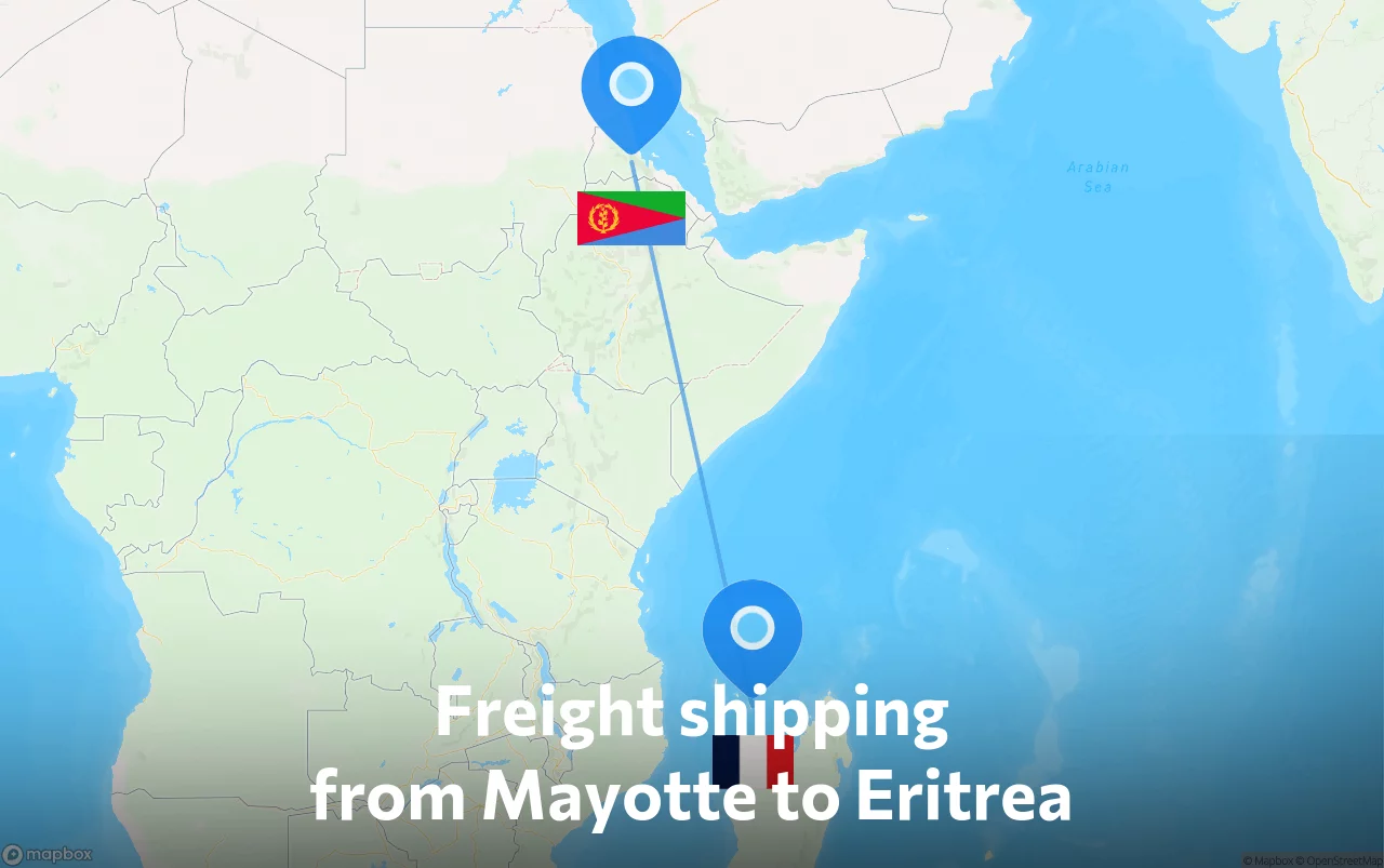 Shipping route from Mayotte to Eritrea