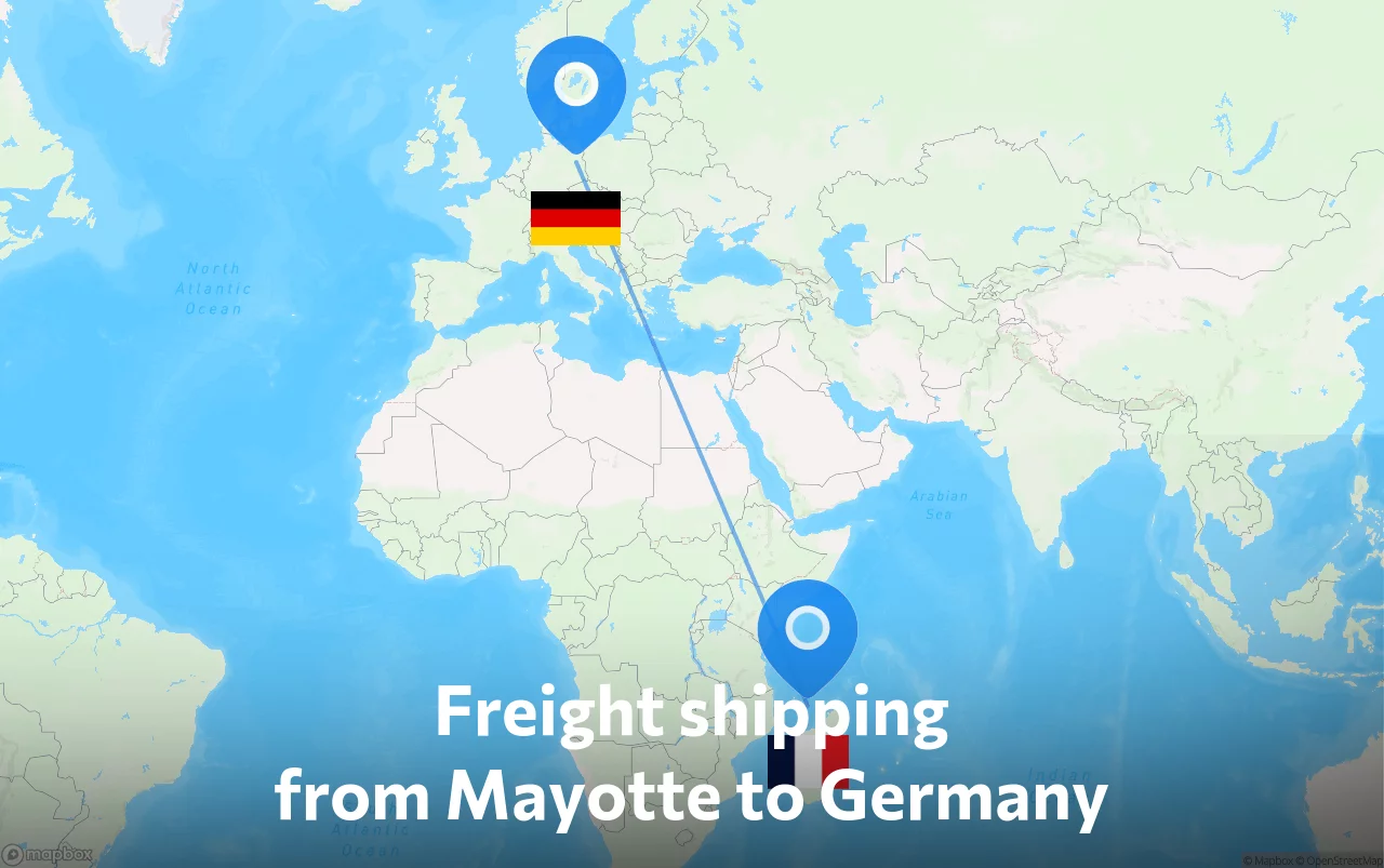 Shipping route from Mayotte to Germany