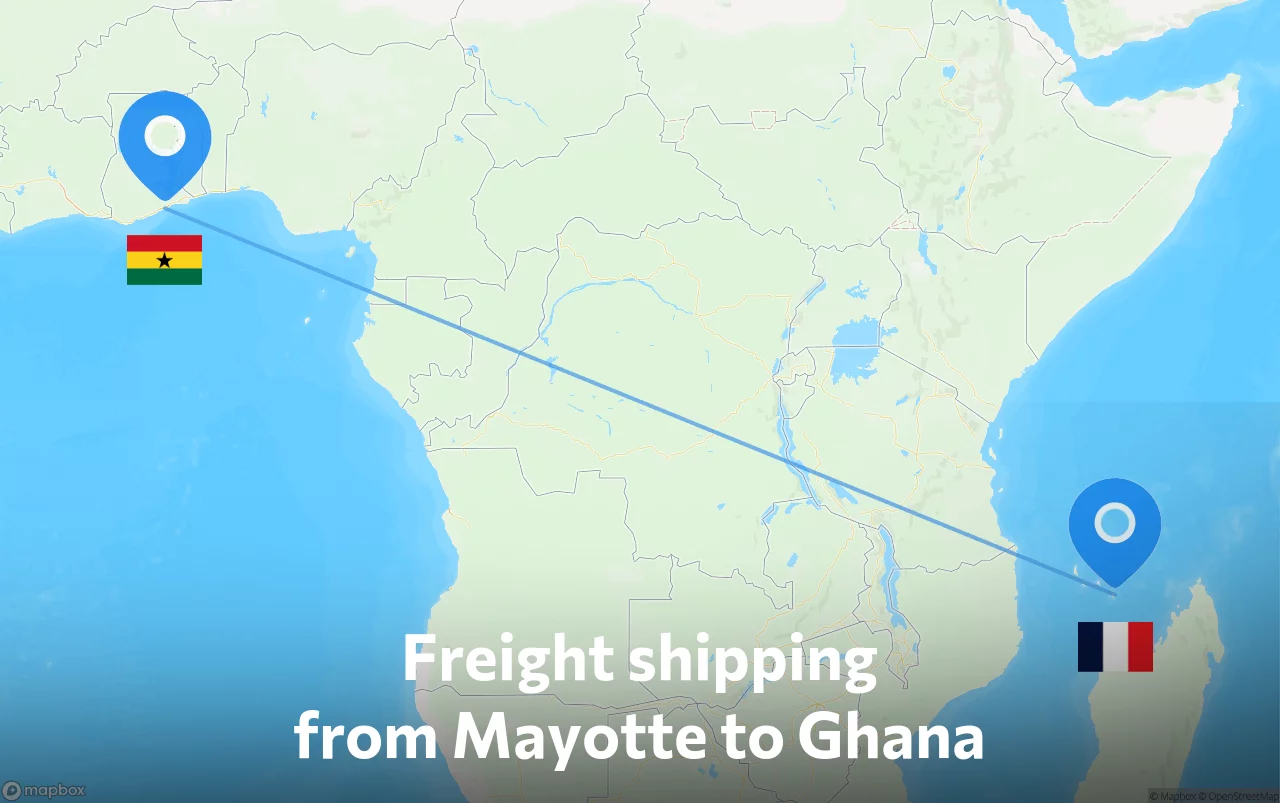 Shipping route from Mayotte to Ghana