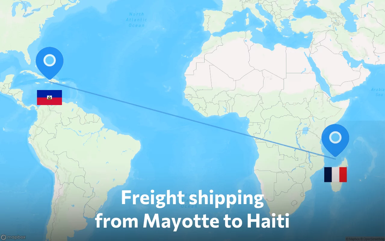 Shipping route from Mayotte to Haiti